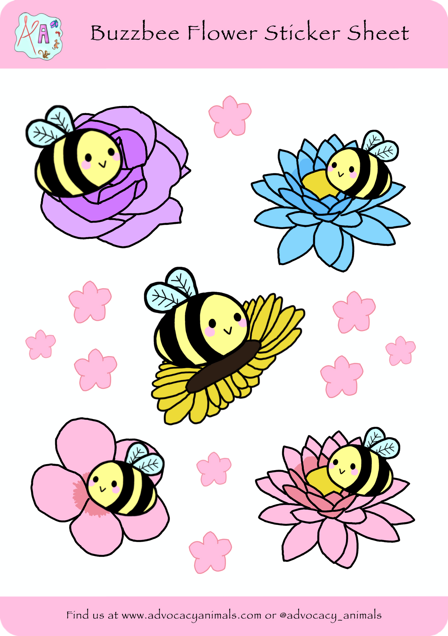 Buzzbee Flower Sticker Sheet