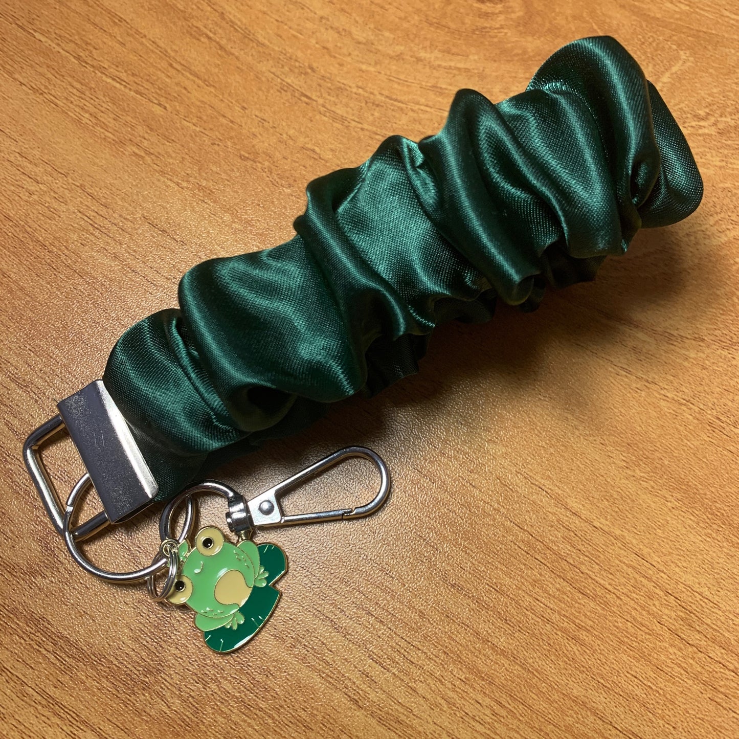 Dark Green Satin Wristlet